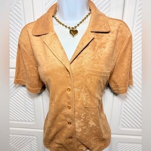 Tan Button-Up Women's Top